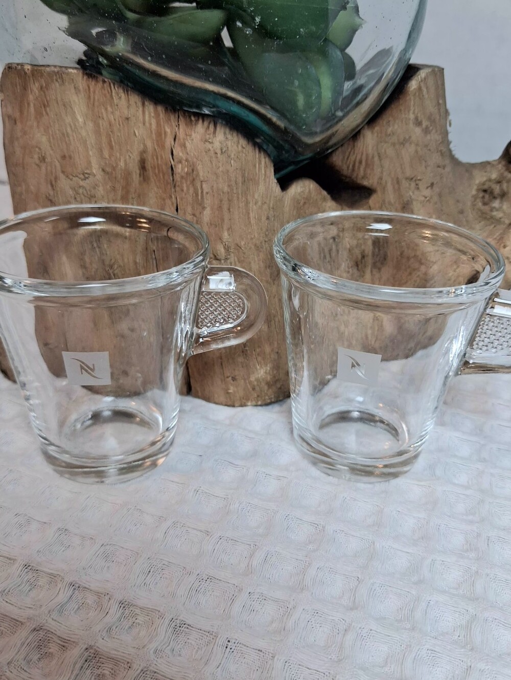 Nespresso Clear Glass Espresso Cups with Textured Handles - Transparent